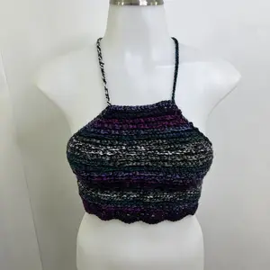 Crochet Bralette Top - Handmade Women's Summer Top, Adjustable Straps, Comfortable Fit, Unique Design, Boho Style, Size Medium - Yarn, Halter Neck, Womenswear, Halter, Elegance