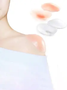 2 pairs of reusable silicone shoulder pads, suitable for women's/men's clothing. Anti-slip shoulder lifting pads with invisible breathability enhancement, easy to clean (2 pairs - transparent and skin color)