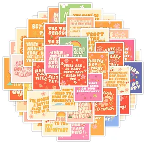Motivational Phrase Series Sticker, Sticker Packs, 50pcs/set Positive Motivational Sticker, Decorative Sticker for DIY Scrapbook & Journal & Notebook