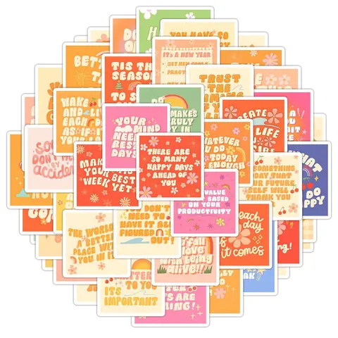 Motivational Phrase Series Sticker, Sticker Packs, 50pcs/set Positive Motivational Sticker, Decorative Sticker for DIY Scrapbook & Journal & Notebook, Sticker Collage Pack, Scrapbook Stickers