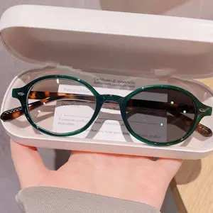 Fashion Vintage Photochromic Myopia Glasses Women Oval Small Frame Minus Diopter Eyeglasses Outdoor Color Changing Sunglasses