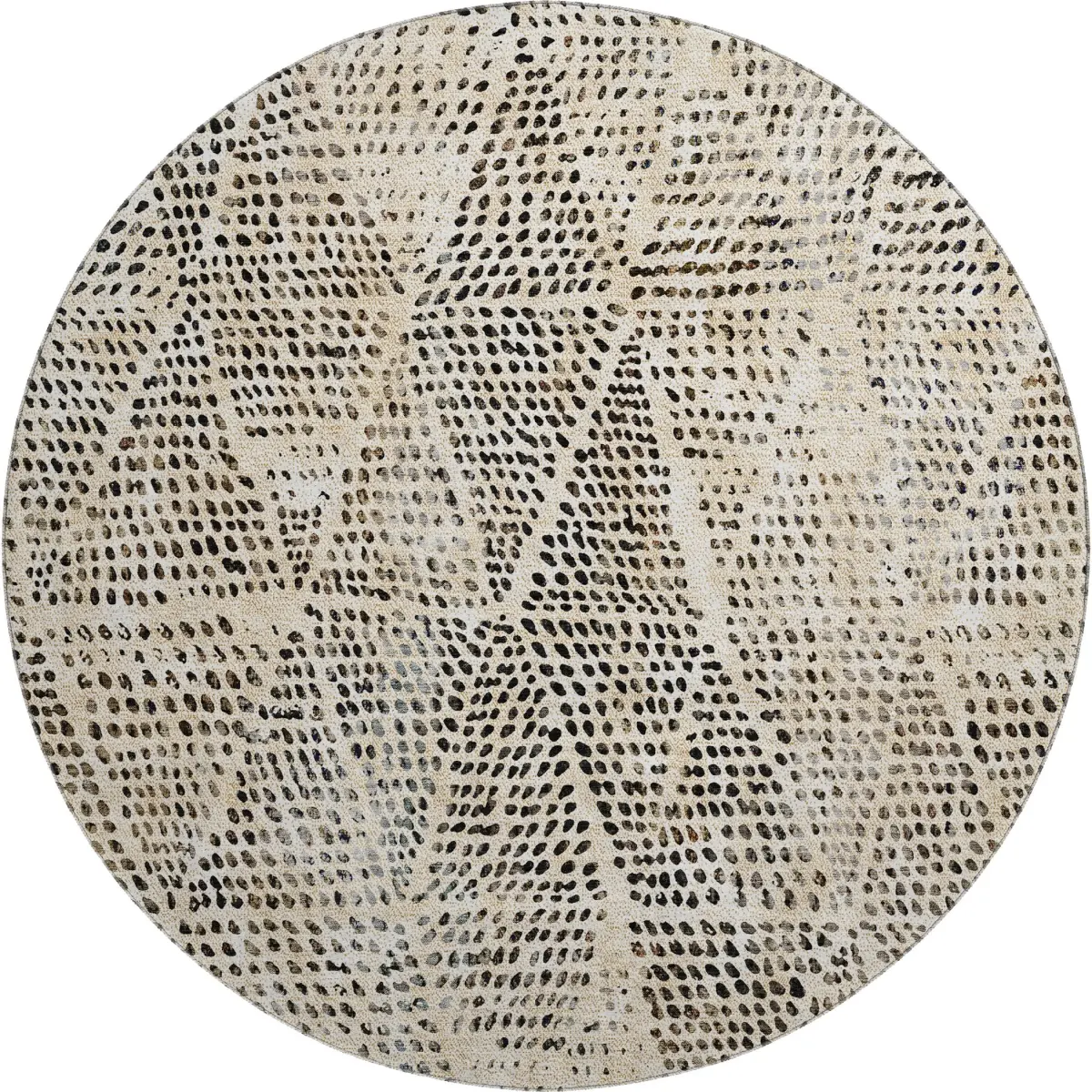 HomeRoots 650557 8 ft. Beige & Ivory Diamond Transitional Washable Round Area Rug with UV Protection