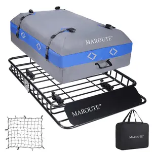 Garvee Universal Roof Rack Carrier Basket 51" x 36" x 5" with 200 lb Capacity, Suitable for SUVs and Cars, Includes Roof Basket, Bag, and Net Options for Secure Rooftop Cargo Transport