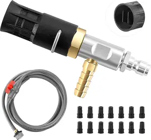 FIXFANS Adjustable Dual Spray Water Hose Pressure Washer Nozzle Kit, 2-2.5 GPM, 2000-3000 PSI, 1/4” Quick Connect Downstream External Chemical Injector, Long Range Nozzle