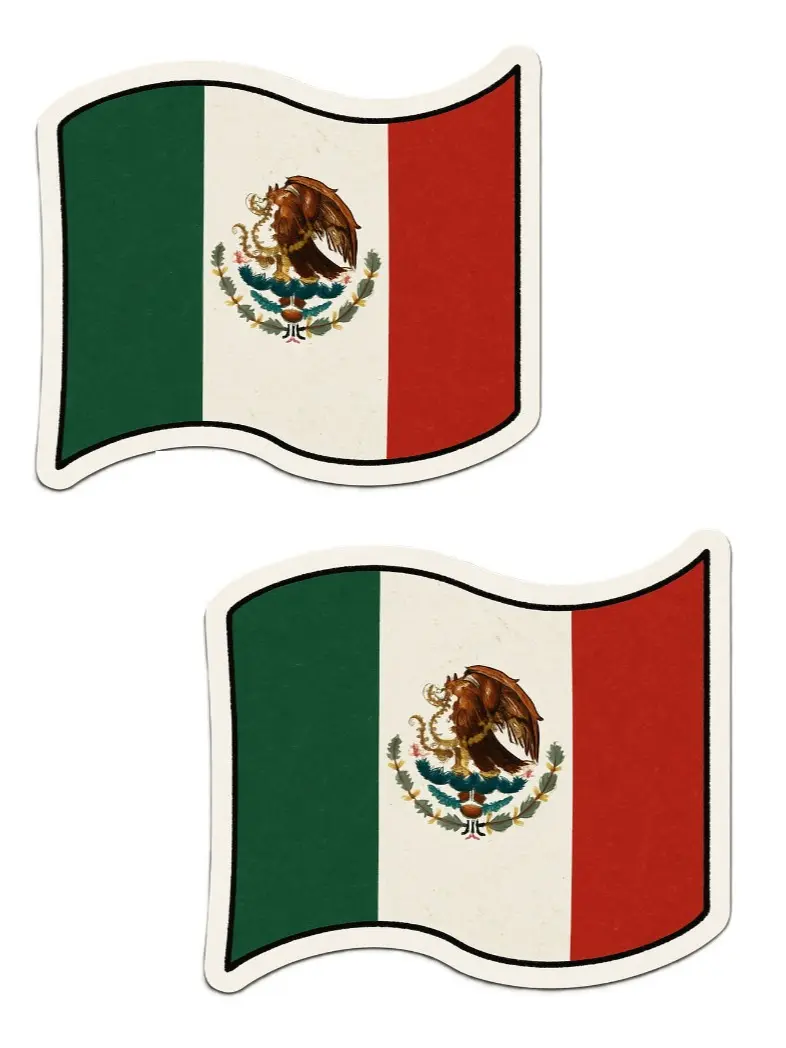 2 Mexico Flag Stickers 4"