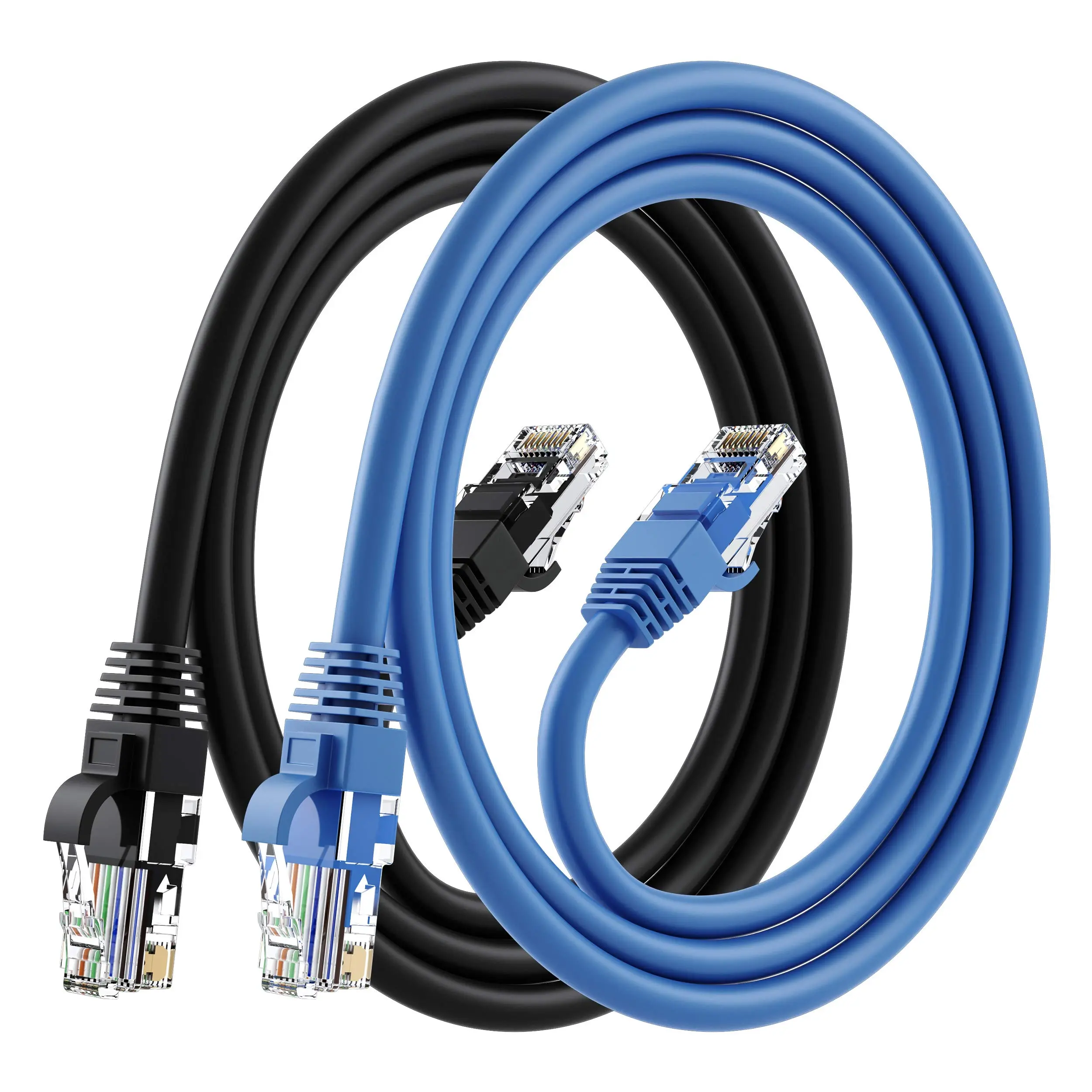 GearIt 2-Pack Cat6 Ethernet Cable (20ft) - 24AWG Solid Core UTP 4Pair CCA Copper Unshielded Cord, 550MHz Bandwidth, 1000BASE-T High Speed, 2-Pack Value, for Gamers, Gaming PC Accessories, Garage & Indoor Use, Black & Blue