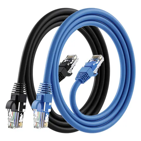 GearIt 2-Pack Cat6 Ethernet Cable (20ft) - 24AWG Solid Core UTP 4Pair CCA Copper Unshielded Cord, 550MHz Bandwidth, 1000BASE-T High Speed, 2-Pack Value, for Gamers, Gaming PC Accessories, Garage & Indoor Use, Black & Blue