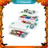 【Building Block Station】Vtopmart 2/4Pack 24QT Collapsible Lego Organizer Storage Bin, Multilayer Storage, with Building Baseplate Lid, Removable Tray, Divided Compartment Water&Dust Proof Lockable, Playroom Restock, Halloween GiftIdea