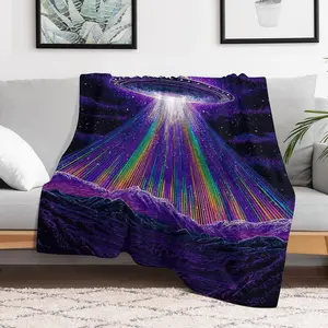 UFO & Alien Starry Sky Print Flannel Blanket — Sci-Fi Cosmic Style, Soft & Skin-Friendly, All-Season Sofa Throw & Nap Blanket