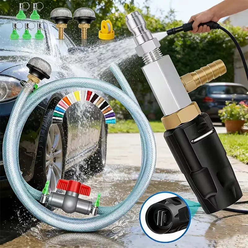 【AAA】High-pressure Washer Nozzle Kit, Suitable for 2000-3000 PSI Pressure, Adjustable Range, Downstream Jet Flow Rate 2-2.5 GPM, Jet Distance 40 Feet, 1/4 Inch Connector, 15-foot Hose, Suitable for Cars, Motorcycles, Yards, Driveways, and House Exteriors.