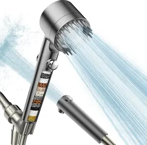 Shower Head with Handheld, High Pressure Water Flow and Multiple Spray Modes Shower Head with Filter, Power Wash for Hard Water, Showerhead with ON/OFF Switch for Pets Bath