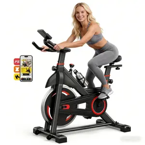 Exercise Bike Indoor, Stationary Bike with LCD Monitor, Adjustable Resistance Cycling Bike, Quiet Belt Drive Fitness Bike for Home Workout