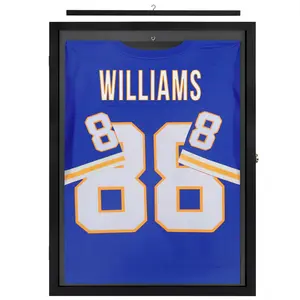 23x31 Black Lockable Composite Wood and Plexiglass Vertical Format Shadow Box Jersey Frame for Williams 88 Display
