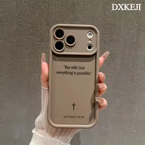 Aesthetic Customized Bible Verses Matthew 19:26 Pattern TPU Cellphone Case, Protective Shockproof Slim Cover for iPhone 17 Pro Max,16,15,14 Plus,13,12,11 with Full Camera Protection - Mobile Phone Accessories