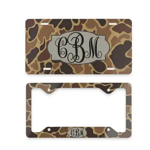 Personalized Duck Camo License Plate & Frame Set, Custom Monogram Car Tag, Camo Auto Accessories, Hunting Style Front Plate Cover Gift