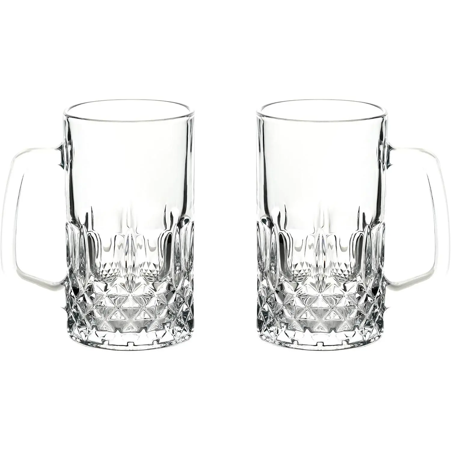 Set of 2 20oz 610ml Glass Beer Mugs With Handle Traditional Steins for Bar Freezer Beverages Coffee Tea