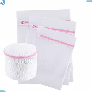 Four-piece zippered mesh bra/shoe laundry bag, keep clothes clean and safe with tangle-free magic Lightweight