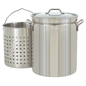 Bayou Classic 62 Quart Stainless Steel Stockpot with Vented Lid, BC-1160, Silver
