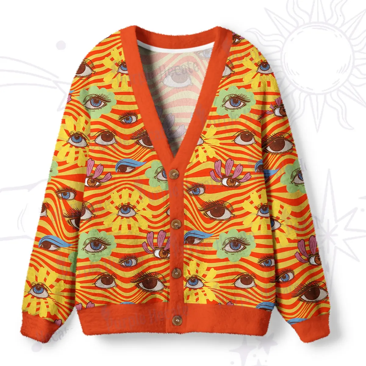 Flower Vision Ugly Cardigan Sweaters