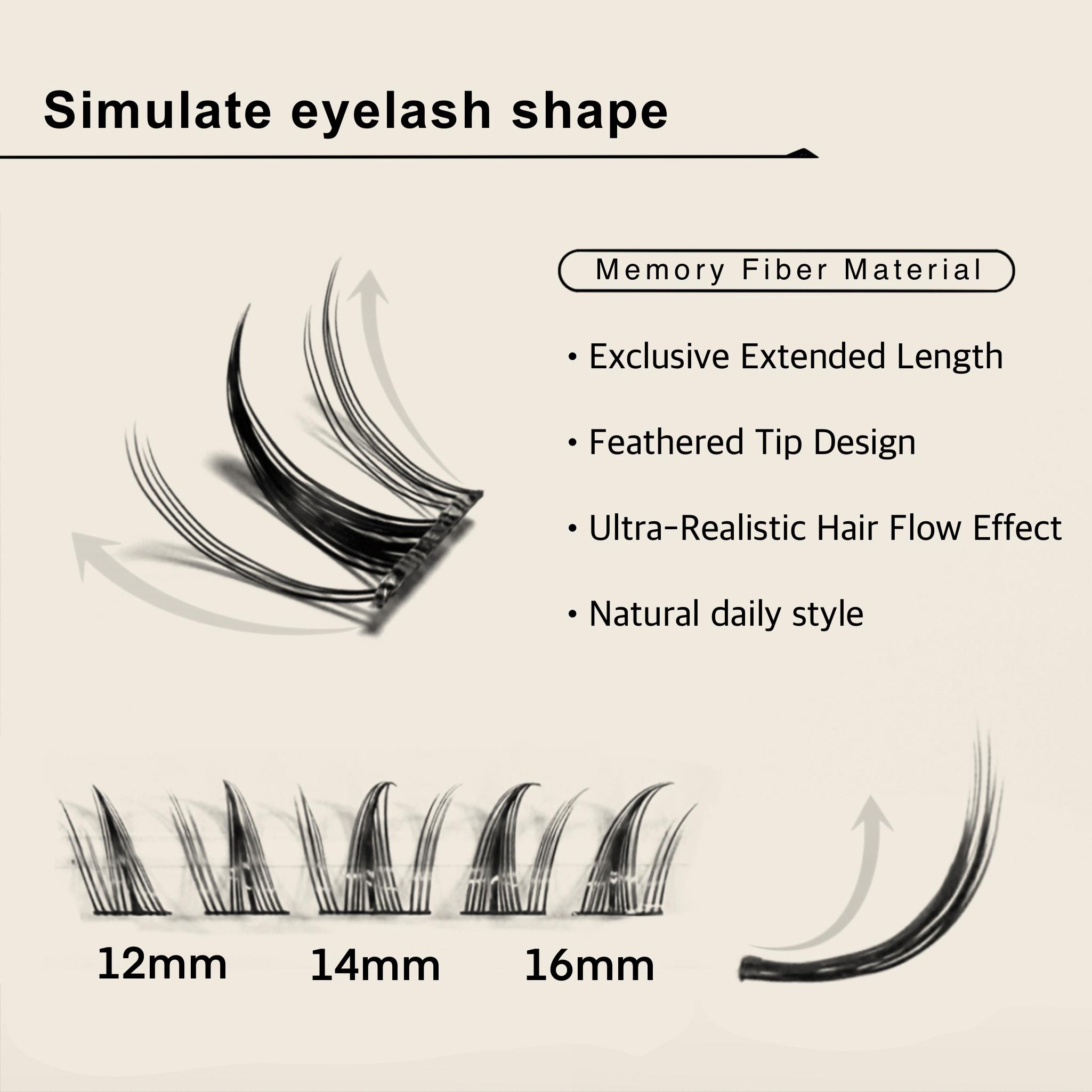 JVLBEAUTY 【Sunshine Kiss】Lazy-Friendly Ultra-Soft Invisible Individual Cluster False Eyelashes, Natural Hair-Like Texture, Segment Style, C Curl