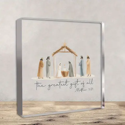 Jesus Birth Scene Centerpiece with Angels & Shepherds, Perfect Housewarming Gift, Unique Christmas Decoration for Home, Religious Home Decor, Religious Decorations