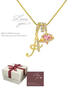 Large Initial Letter Necklace, DIY Jewelry Pendant with Bow Gift Box, Exquisite Jewelry Gift, Anniversary Birthday Gift for Wife Girl friend Mom, Mother's Day Present