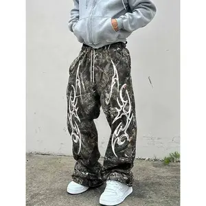 Trendy Camouflage Casual Pants with Drawstring Waist, Loose Fit Street Style, Perfect for Daily Wear & Outdoor Activities