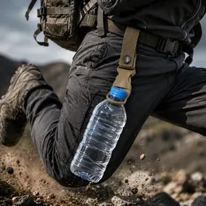 Outdoor Water Bottle Clip Carabiner for Hiking & Travel, Backpack Belt Quick Hook Holder with Strap for Camping & Climbing