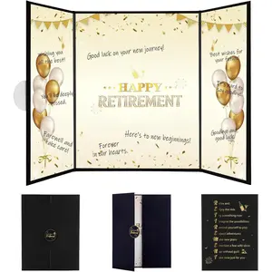 Black Gold Retirement Party Decorations, Large Retirement Card Signing Happy Retirement Guestbook Creative Retirement Party Guest Book for Men Women Gift & Souvenir