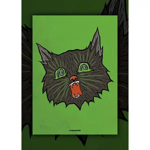 Vintage Grey Cat Art Print