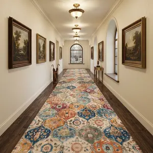 RUGIXE Machine Washable Boho Floral Runner Rug 3x7 3x10 ft, Colorful Moroccan Soft Velvet Low Pile Hallway Rug with TPR Non Slip Backing, Comfortable Durable Wear Resistant Long Floor Mat for Kitchen Entryway Laundry Bedroom