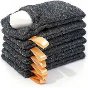 ASD 6 Pack Exfolating Soap Protection Bags with Hanging Strap - Mesh Soap Scrubber for Shower, Dual Use as Gentle Light Beige Scrubber, Reusable Bath Organizer for Loofahs & Bar Soaps, Durable Scrubber african sponge cleaning refills disposable face towel