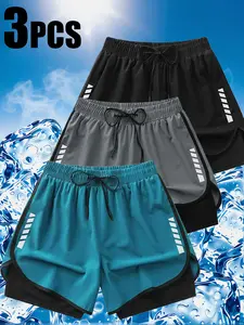 3 PCS - Men's Quick-Dry Swim Trunks with Mesh Liner – Lightweight Beach Shorts for Swimming & Gym#SummerVibes