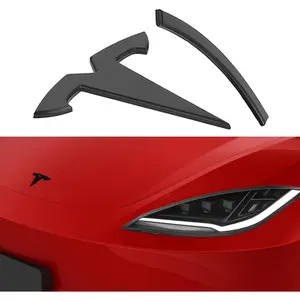 2025 Model 3 Front Logo Cover for Tesla Model 3 2024 Highland ABS Front Logo Sticker Matte Black