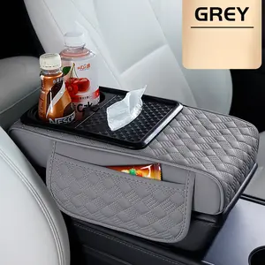 2025 New Four-in-One All-Leather Car Center Console Armrest Box Pad with Embossing, Suitable for All Seasons, Heightening Pad, Wear-resistant Protective Cover, Car Interior, 7 Colors Available