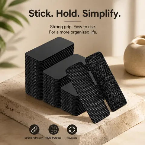 100pcs Heavy-Duty Water-Resistant Self-Adhesive Double-Sided Hook and Loop Strip 50pairs, Industrial-Grade No-Tools Mounting Tape for DIY Projects on Metal/Glass/Tile & Wood Grip (Tools & Hardware)