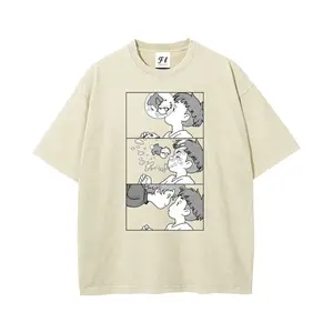 Ghibli Ponyo Sosuke Three Grid Manga Panel Cartoon Pattern Print Casual T-Shirt