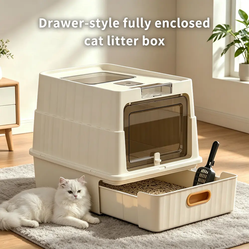 Automatic Self-Cleaning Cat Litter Box,Low Entry Suitable for Kittens & Big Cats, Silent Operation, Detachable Waste Bin, Easy to Clean Large Litter Tray for Multi-Cat Household Indoor Pet Accessories