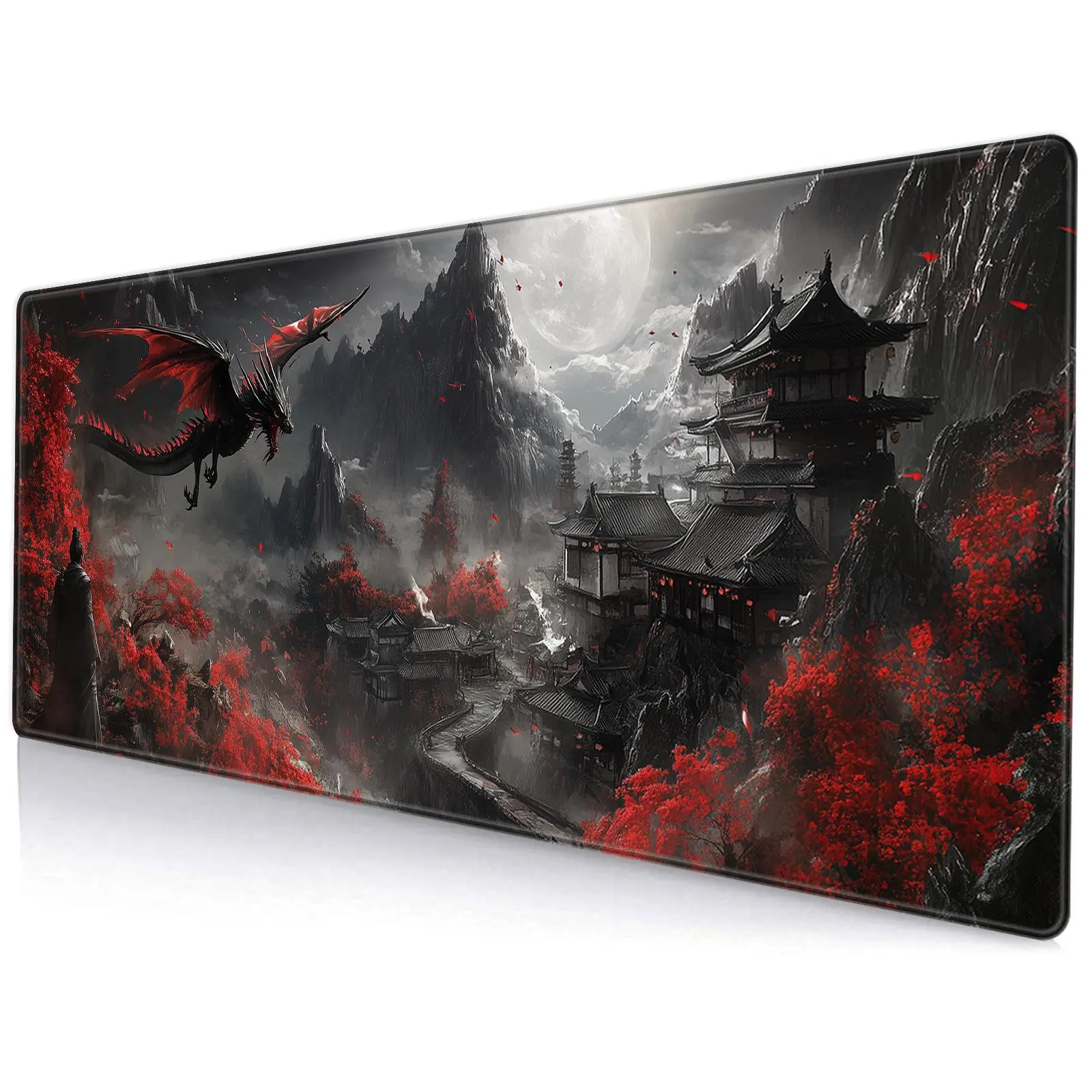 Dragon & Town Pattern Thickened Gaming Mouse Pad, 1 Count Anti-slip Rubber Base Durable Mouse Pad for Home Office Game Room, Festival Gift Non Slip Mousepad