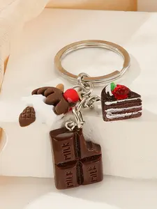 Chocolate Ice Cream Keychain, Mini Key Holder, Cute Letter Design, Perfect for Gifts, Compact and Stylish Accessory, Handmade Assembly