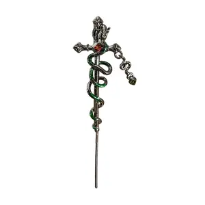 Cool Crosses Shaped Earrings with Green Snake Wrapped for Parties Gatherings