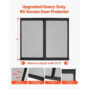 fathersdaygift VEVOR RV Screen Door Protector, 22.5x20 inch Door Grille, Easy to Install and Disassemble, Reinforced Breathable Protective Mesh, Aluminum Alloy Camper RV Entry Protector for Pet Protection, Black