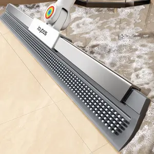 Floor Squeegee with 180° Rotating Head & 63" Long Handle, Multi-Use for Concrete, Epoxy Floors, Water Removal