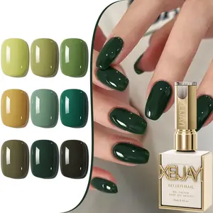 XEIJAYI Photo Frame Bottle Forest Green 9-Color Set — New Trendy Green Nail Gel for Autumn/Winter, High Saturation LED UV Gel, Long-Lasting and Durable, Brightens Complexion, Ideal for Salon Manicure, Christmas Gifts, and DIY Nails