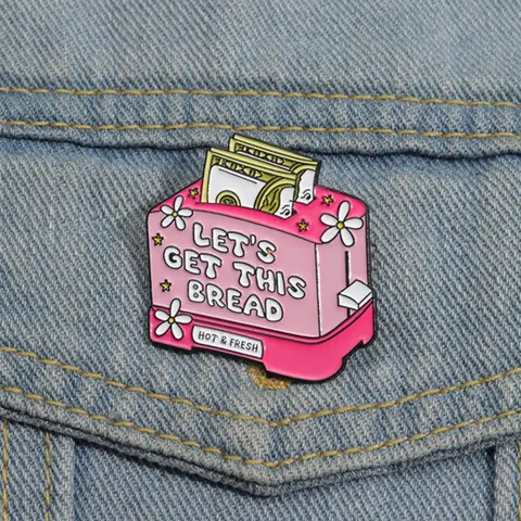 Cartoon Bread Machine Alloy Badge Lapel Pin Brooch Pins Backpack Accessory, Unisex Casual Style Letter Pattern Fabric, All Seasons Adult Fashion Jewelry Brooch Pin Clip