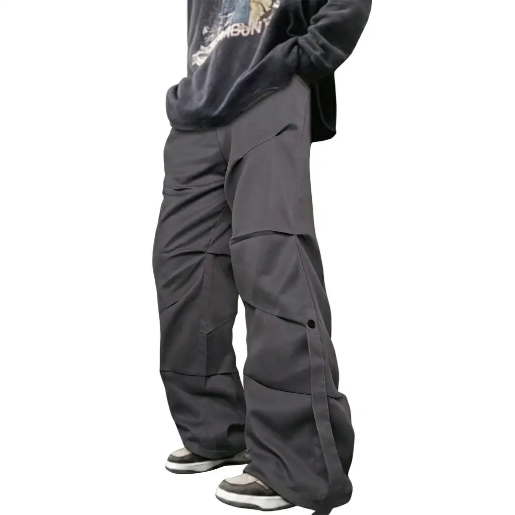 Men's Summervibe Aesthetic Techwear Cargo Pants - Wrinkle-Resistant, Straight-Leg, Loose-Fitted Menswear with Multi-Panel Tactical Design, Fabric Straps, Pockets, S-XXL Streetwear Bottoms