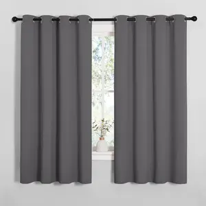 NICETOWN Grey Blackout Curtain Panels for Bedroom, Thermal Insulated Grommet Top Blackout Draperies and Drapes for Basement (2 Panels, W55 x L68-inch, Grey)