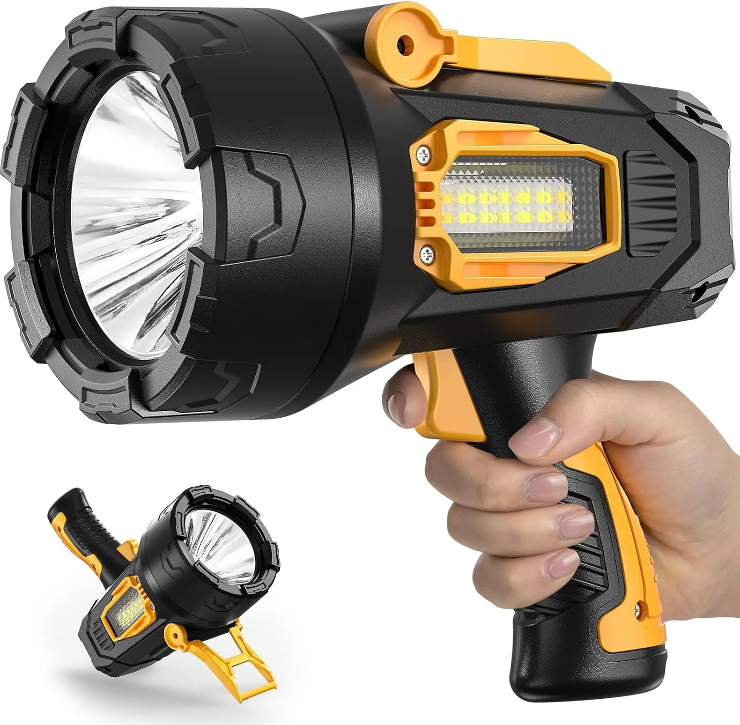 Rechargeable Spotlight, Super Bright 2,000,000 Lumens Led Flashlight Handheld Spot Lights Outdoor with Cob Light, Long Lasting Large Spotlight for Hunting Boating Camping