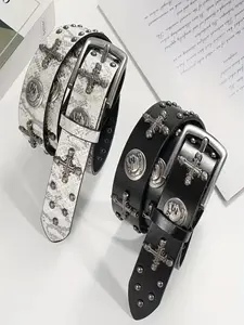 Vintage Snake Skin Belt with Needle Buckle, Korean Trendy Rivet Decoration Waistband, Unique Fashion Accessory