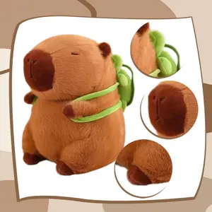 17inch/13inch/9inch Capybara Plush Cute Capybara Stuffed Animals with Turtle Backpack, Kawaii Capibara Plushie Toys for Kids, Rodents Animals Pet Doll Soft Hugging Pillow for Boys Girls Birthday Gift